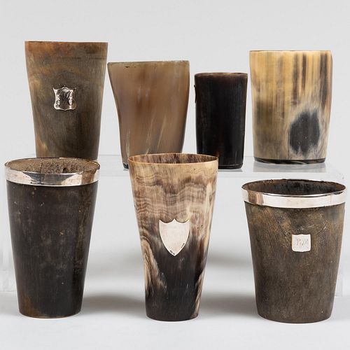 Group of Seven Silver-Mounted and Horn Cups