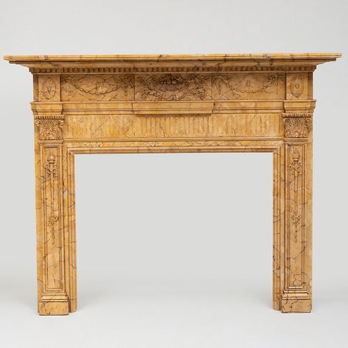 George II Style Painted Faux Marble Mantelpiece