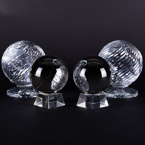 Two Pairs of Glass Spheres on Stands