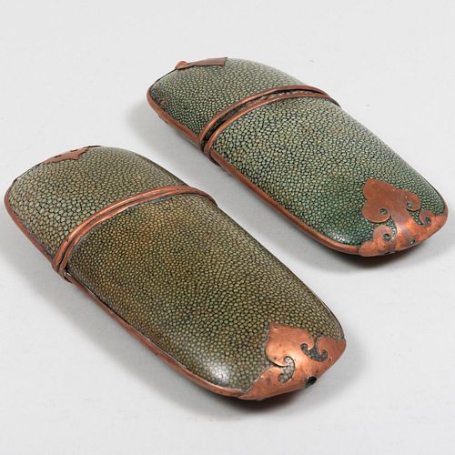 Pair of Copper-Mounted Shagreen Eyeglass Cases
