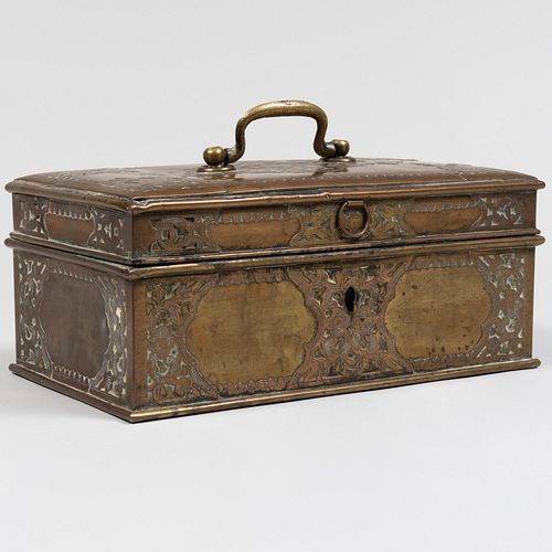 Continental Engraved Brass Traveling Box