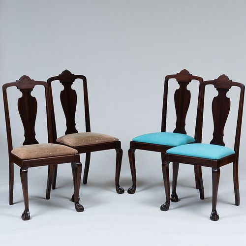 Set of Four Queen Anne Style Stained Wood Side Chairs