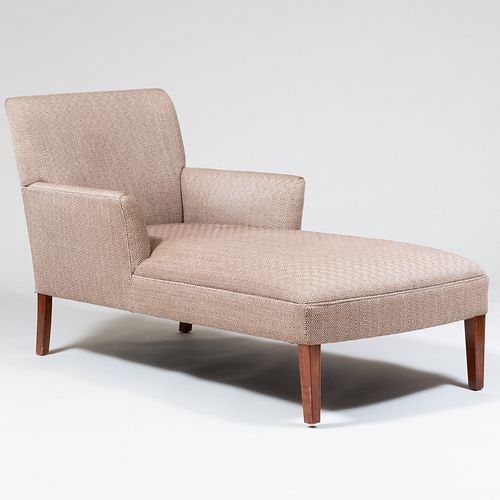 Edwardian Style Wool Upholstered Chaise Lounge