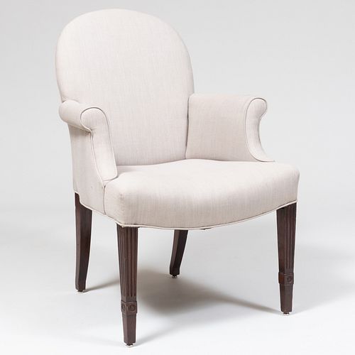 George III Style Mahogany Upholstered Arm Chair