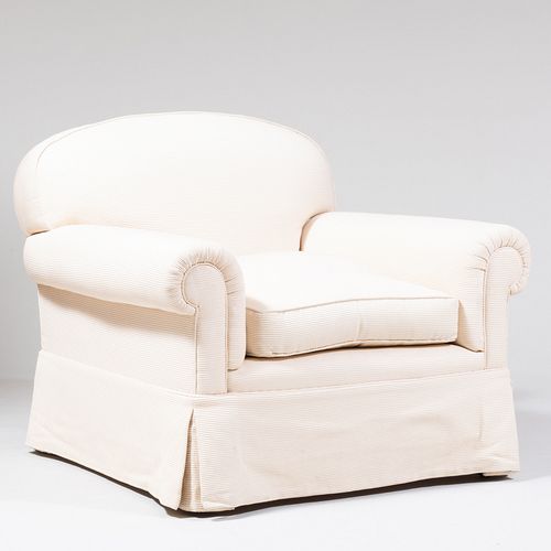 Cream Corduroy Upholstered Club Chair, de Angelis