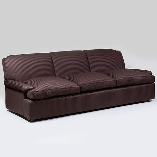 Brown Stripe Upholstered Three Seat Sofa, de Angelis