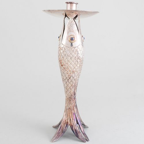 Emilia Castillo Mexican Silverplate Fish Form Candlestick