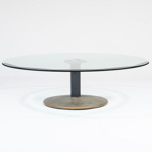Contemporary Glass and Bronze Low Table