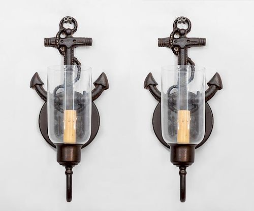 Pair of Italian Brass Anchor-Form Sconces