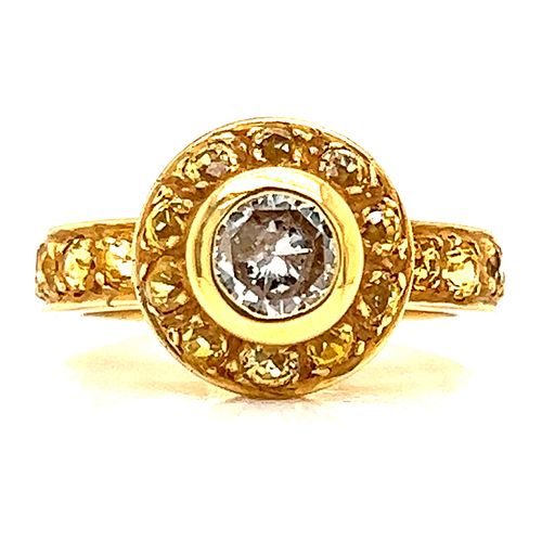 18k Diamond Yellow Sapphire Ring