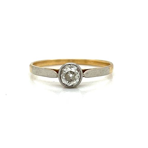 Late Victorian Platinum Gold Engagement Diamond Ring