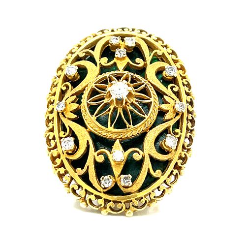 14k Diamond Byzantine Style Round Ring