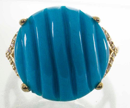14k Turquoise Diamond Ring