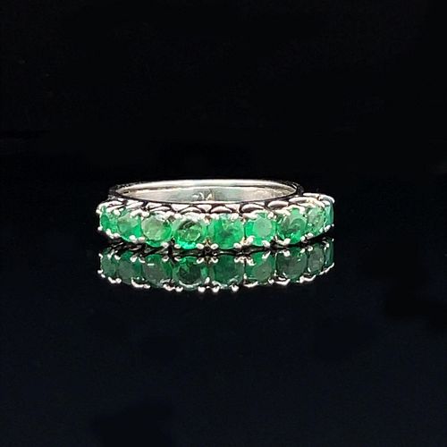 Platinum Art Deco Emerald Half Eternity RingÂ 