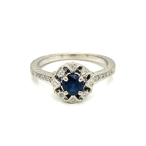 14k Blue Amethyst Diamond Ring
