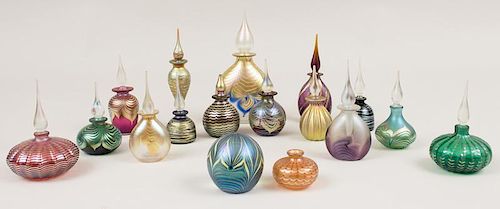 Group of Sixteen Glass Scent Bottles and Stoppers