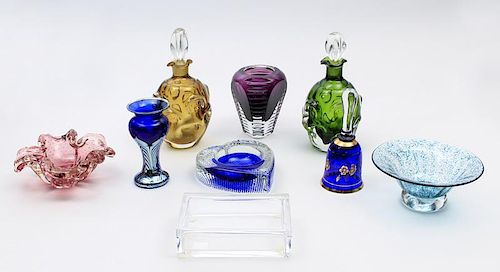 Group of Nine Glass Table Articles