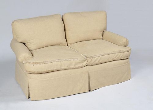 Linen-Upholstered Two-Seat Sofa
