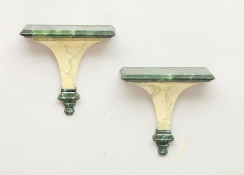 Pair of Painted Faux Marble Brackets