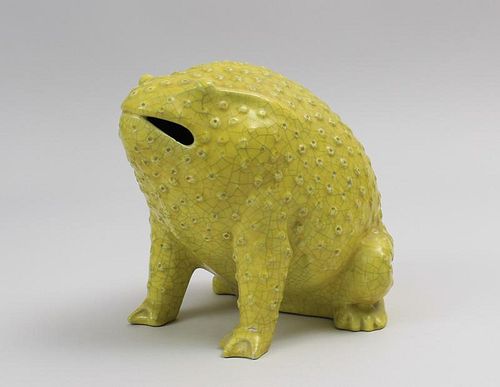 Italian Chartreuse-Glazed Majolica Figure of a Frog, Retailed by Tiffany & Co.
