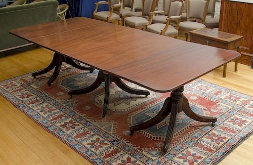 George III Style Mahogany Three-Pedestal Dining Table