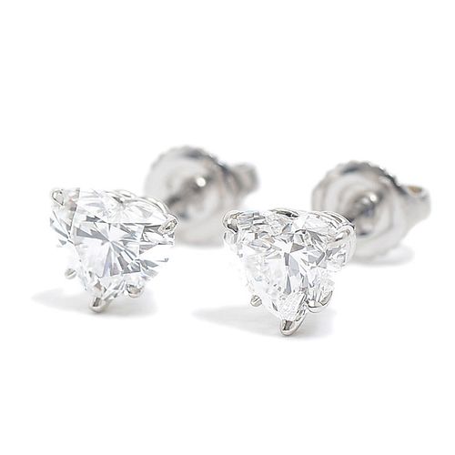 Harry Winston Heart Shape Earstuds Diamond Earrings Pt950
