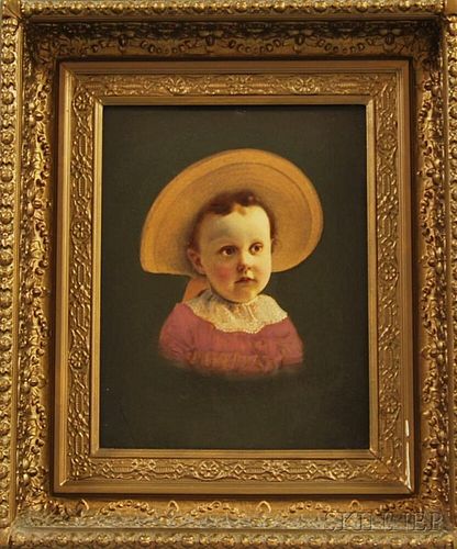 American School, 19th Century      Portrait of a Child in a Hat.