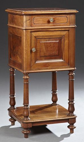 French Louis Philippe Style Marble Top Nightstand,