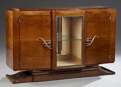 French Art Deco Carved Walnut Server, c. 1930, the