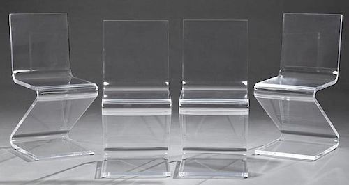 Set of Four Clear Acrylic "Z" Chairs, 20th c., by
