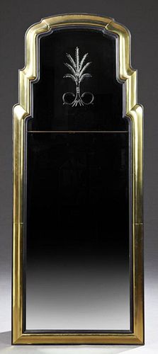 Queen Anne Style Brass and Etched Beveled Glass Mi