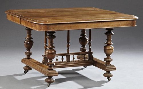 Henri II Style Carved Walnut Dining Table, late 19