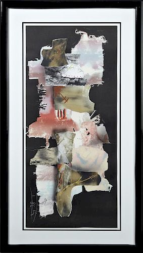 Laslo Duz, "Collage," 20th c., monoprint, signed l