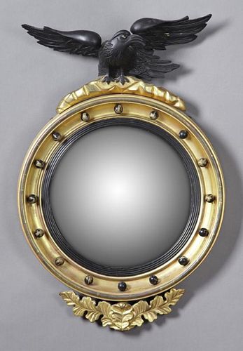 Federal Style Bullseye Mirror, 20th c., with an eb