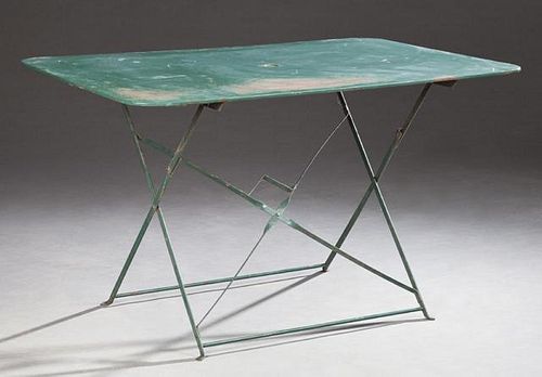 Rectangular Cast Iron Folding Patio Table, 20th c.