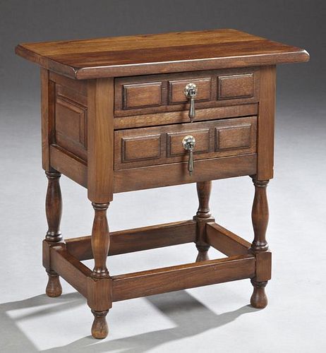 Spanish Style Oak Nightstand, 20th c., the rounded