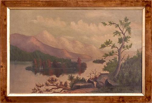 Hudson River School, "Lake Landscape," 19th c., oi