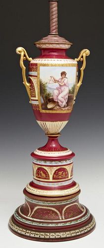 Royal Vienna Covered Vase, 19th c., with gilt deco
