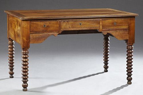 French Provincial Louis Philippe Carved Walnut Des