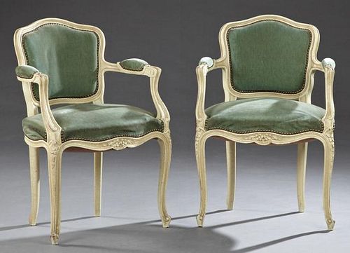 Pair of Polychromed Beech Louis XV Style Upholster