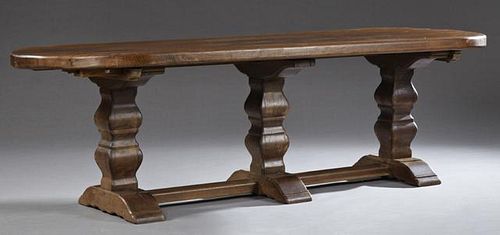 French Provincial Carved Oak Monastery Table, 19th
