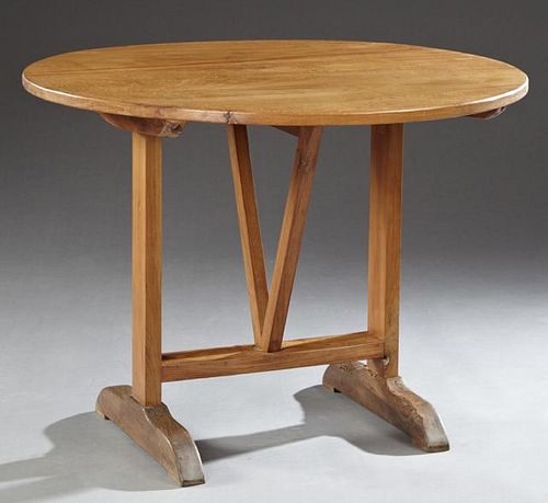 French Carved Elm Wine Tasting Table, 19th c., the