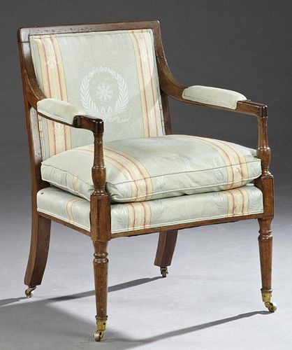 Restauration Carved Mahogany Fauteuil,ÿlate 19th c
