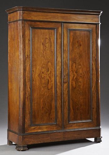 Louis Philippe Carved Walnut Double Door Armoire,