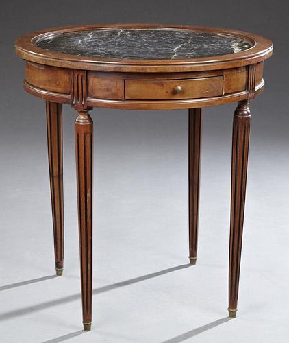 Louis XVI Style Carved Cherry Circular Marble Top