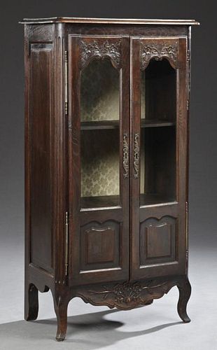 Diminutive Louis XV Style Carved Oak Curio Cabinet