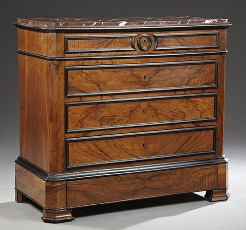 Late French Empire Style Carved Walnut Marble Top