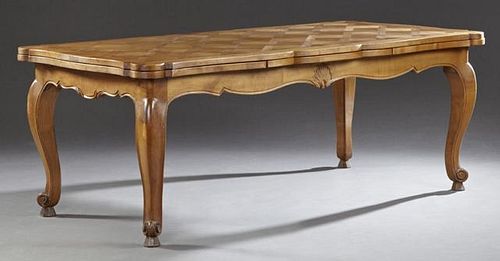 French Louis XV Style Carved Cherry Draw Leaf Tabl