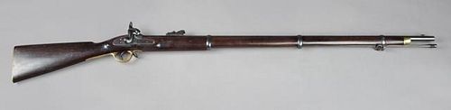 Black Powder Brass Mount Mahongany Rifle, 20th c.,