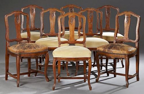Set of Eight French Louis XV Style Carved Cherry D